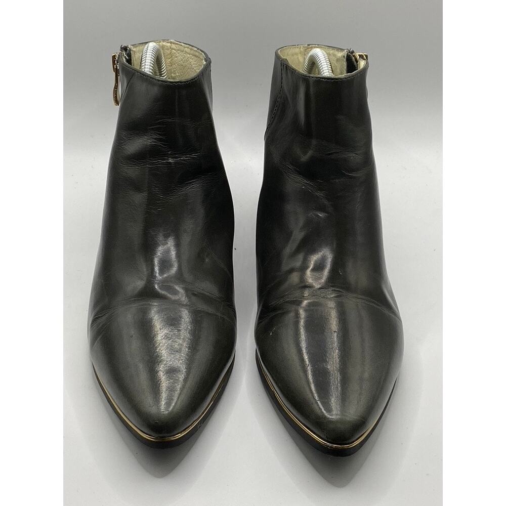 S GIOVANNI Women's Black Leather Rory Almond-Toe Side Zip Boots SZ 38(US7.5)